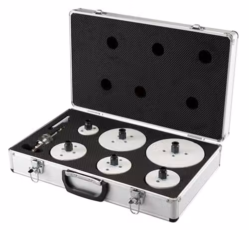 Juego de 8 sierras perforadoras bimetal universales Makita EZYCHANGE BiM de 51 a 133 mm en color negro
