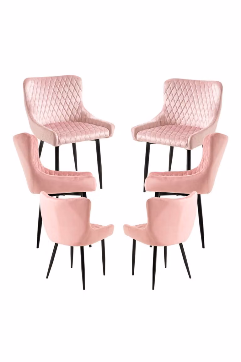 Pack de 6 sillas de comedor modernas en terciopelo rosa de Regalos Miguel