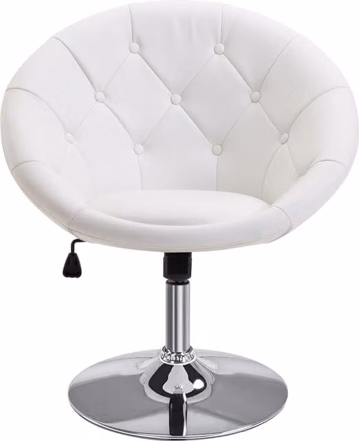 Taburete de trabajo giratorio HOMCOM con ajuste de altura, tapizado en cuero artificial y estructura de acero, Negro y Blanco, An/P/Al: 71 x 59 x 78-90 cm