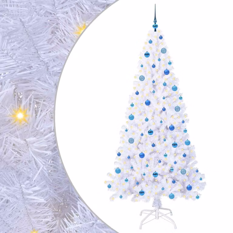 Árbol de Navidad artificial vidaXL de 210 cm con 300 LED blanco cálido en PVC y metal