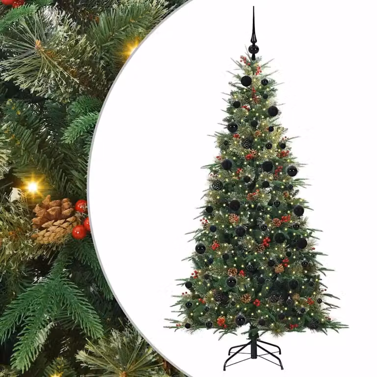 Árbol de Navidad artificial vidaXL con luces LED blanco cálido, color verde, Altura: 210 cm