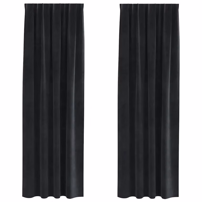 Set de 2 cortinas vidaXL de terciopelo negro con efecto blackout, An/Al: 140 x 225 cm