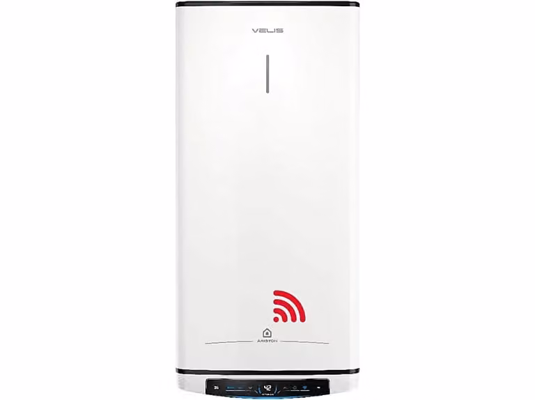 Termo eléctrico inteligente Ariston Velis Pro Wifi de 80 litros con control por aplicación en color blanco