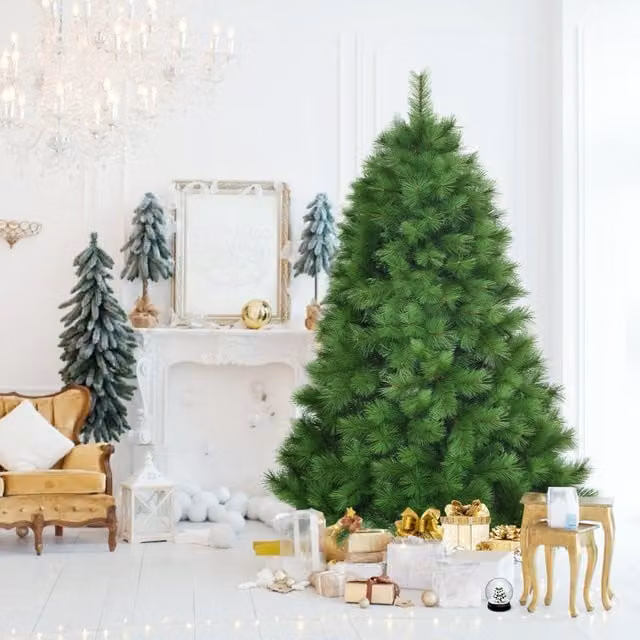 Árbol de Navidad Artificial NORTHIX Verde con Agujas de PVC y Soporte de Metal, Altura: 180 cm