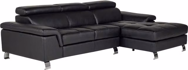 Sofá rinconera de piel Mishima de Vente-Unique en color negro con orientación derecha