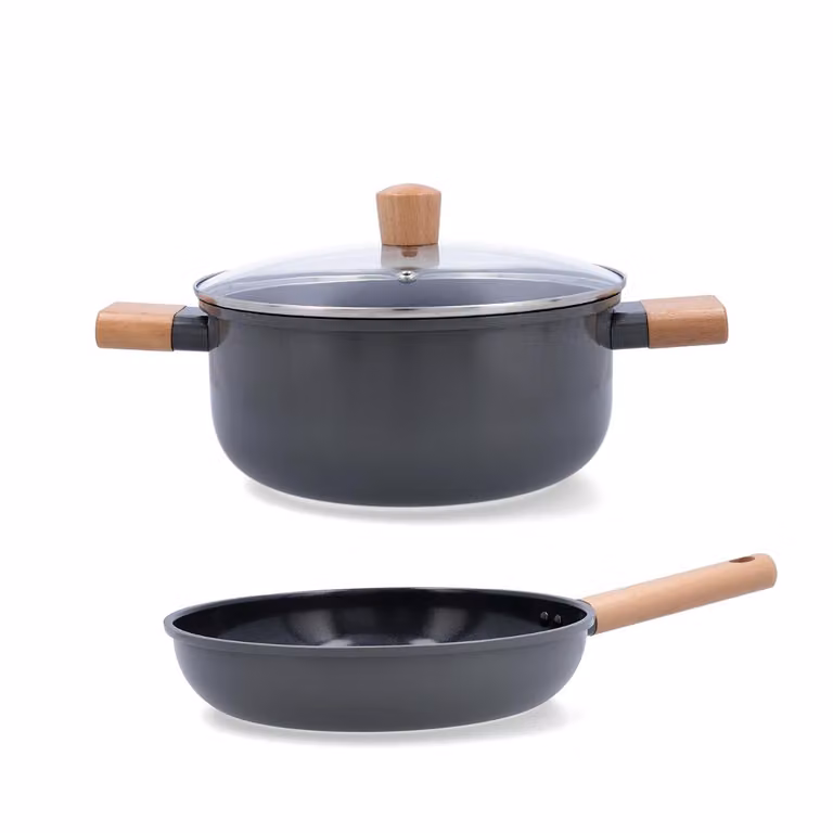 Juego de sartén y cacerola Bidasoa de aluminio con revestimiento cerámico en color gris, diámetro 24 cm