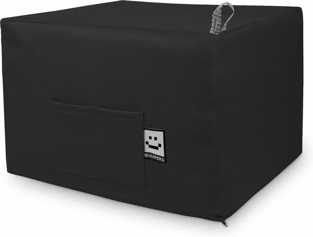 HAPPERS Puff Cama Auxiliar Convertible 2 en 1 con Funda Lavable, Negro, 195 x 130 cm