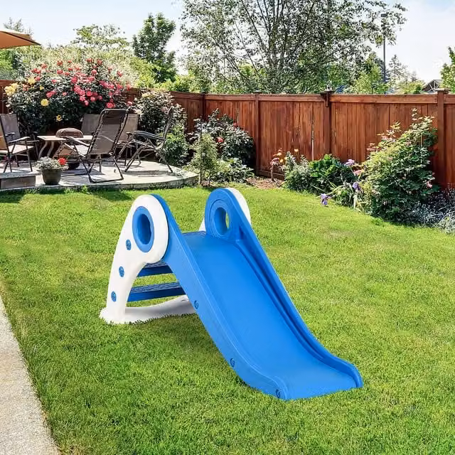 Tobogán Plegable Infantil PZCC de Plástico para Niños de 3 a 6 Años, Uso Interior o Exterior, Azul, Largo: 120 cm, Ancho: 50 cm, Alto: 56 cm