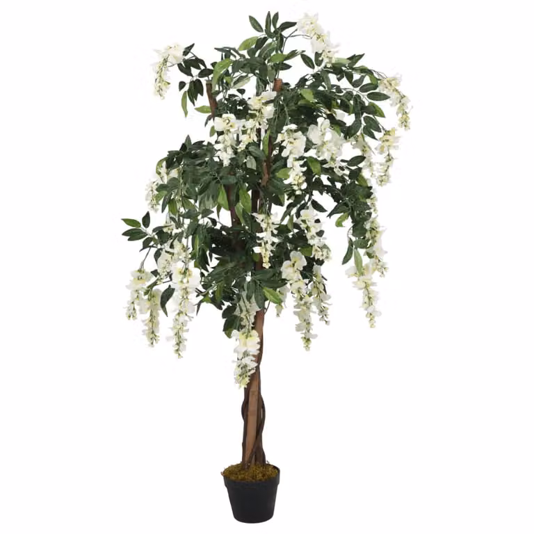 Árbol de wisteria artificial vidaXL con flores en verde y blanco, Altura: 150 cm