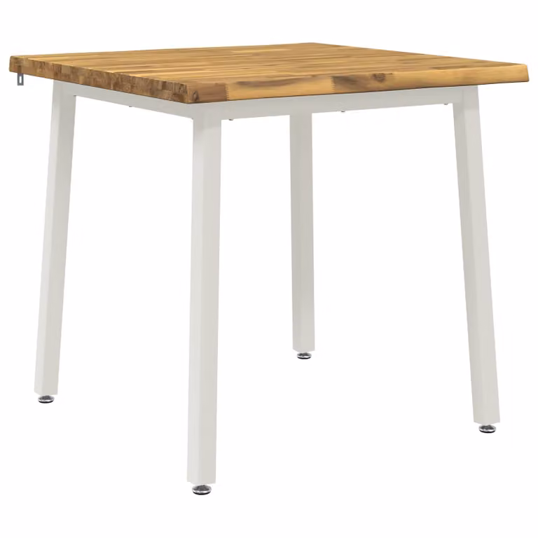 Mesa cuadrada moderna de madera de acacia sólida vidaXL en color blanco An/P/Al: 70 x 70 x 75 cm