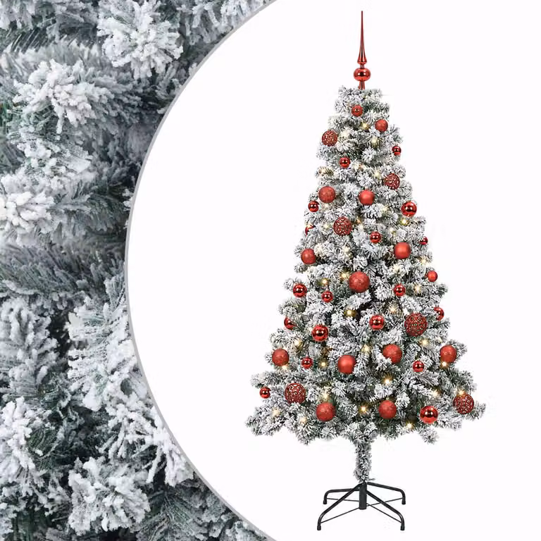Árbol de Navidad Artificial vidaXL con 150 LED Blanco Cálido y Adornos, Verde, Altura: 120 cm