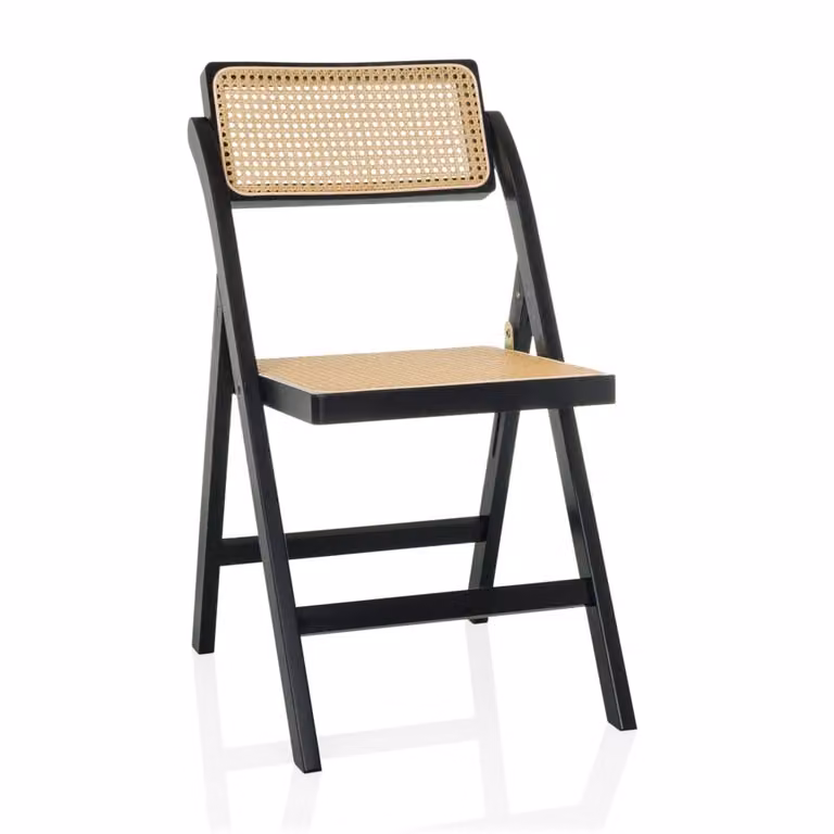 Silla giratoria de bambú y ratán hjh LIVING en color negro y marrón