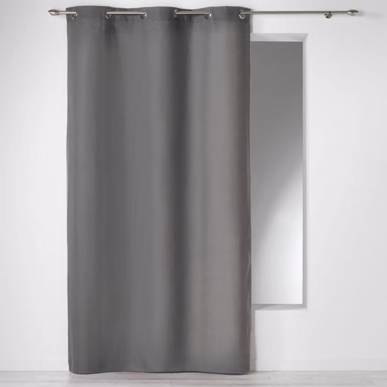 Cortina de ojales Panamá de algodón 100% Douceur d'Interieur color gris, An/Al: 140 x 240 cm