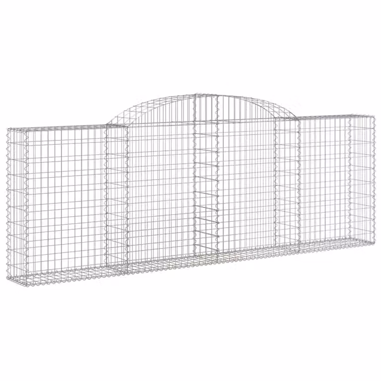 Cesta gaviones forma arco vidaXL de hierro galvanizado color plata An/P/Al: 300 x 30 x 100/120 cm