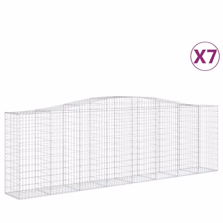 Set de 7 cestas de gaviones videx en forma de arco de acero galvanizado color plata, An/P/Al: 400 x 50 x 120/140 cm