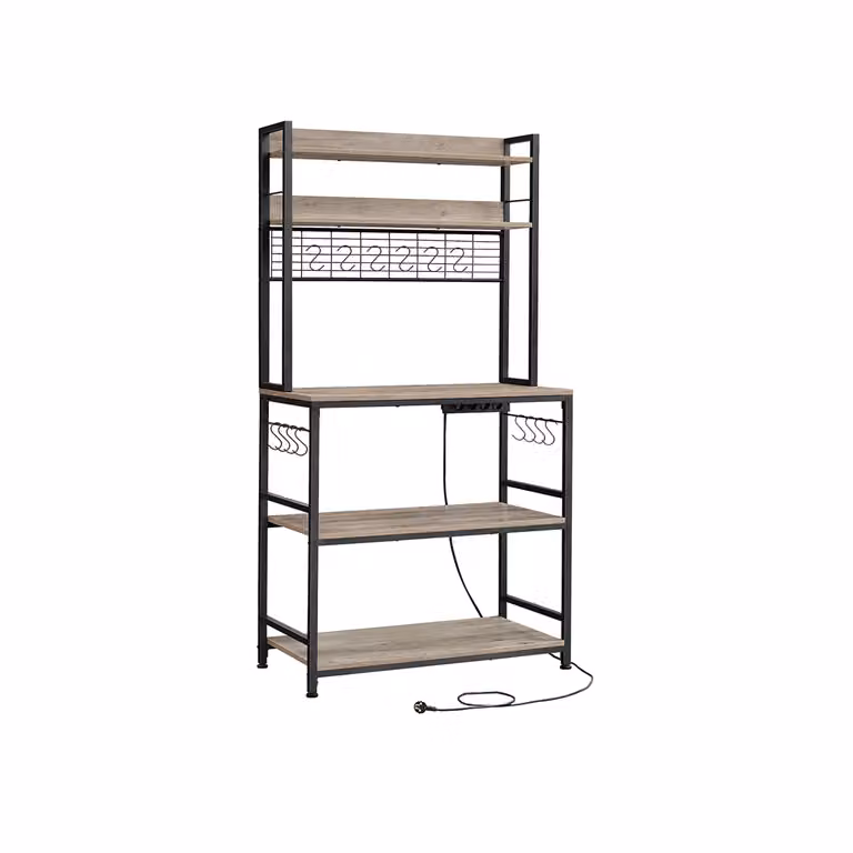 Estantería VASAGLE de estilo industrial para cocina o entrada con estantes ajustables, en color gris y negro, An/P/Al: 80 x 30 x 170 cm