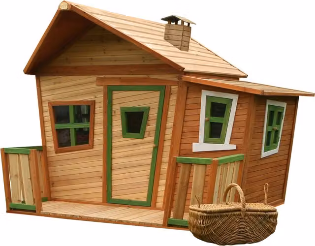 Casita de juegos infantil AXI de madera en marrón y blanco, An/P/Al: 220 x 174 x 193 cm