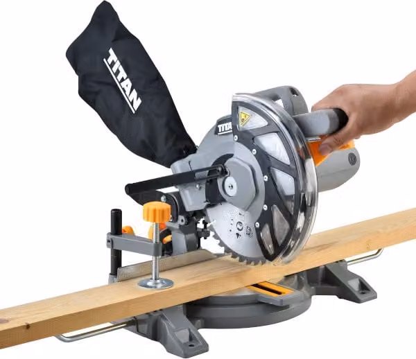 Ingletadora de mesa Titan de 1400W en color gris y aluminio