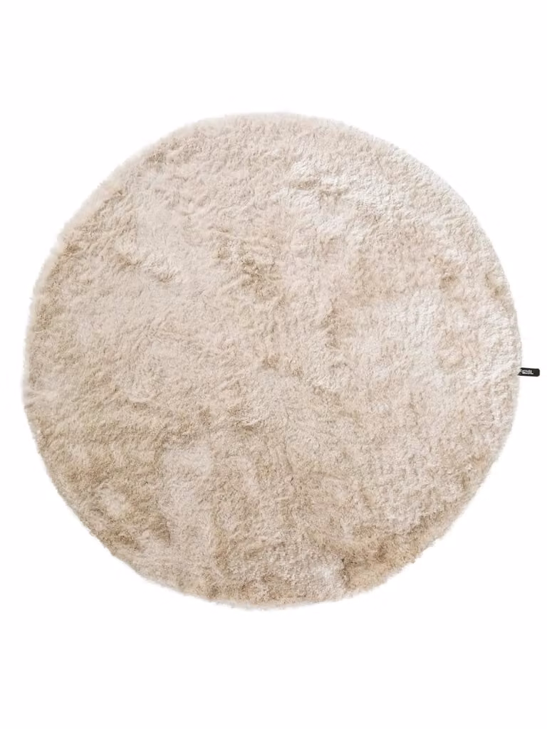 Alfombra redonda de pelo largo Benuta en color beige, Diámetro: 200 cm