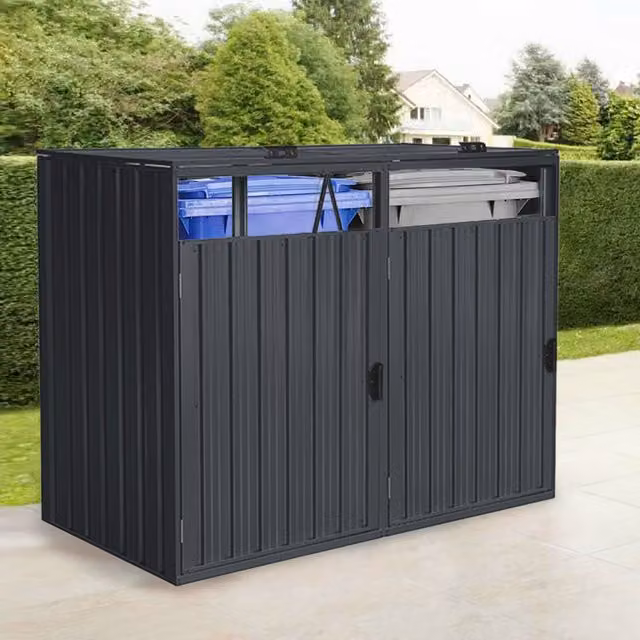 Cubo de basura de dos puertas Home Deluxe color antracita con capacidad de 2x 240L