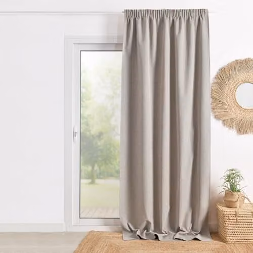 Cortina QABANE 100% opaca de doble cara con cinta fruncida, térmica y antirruidos, poliéster, An/Al: 240 x 260 cm