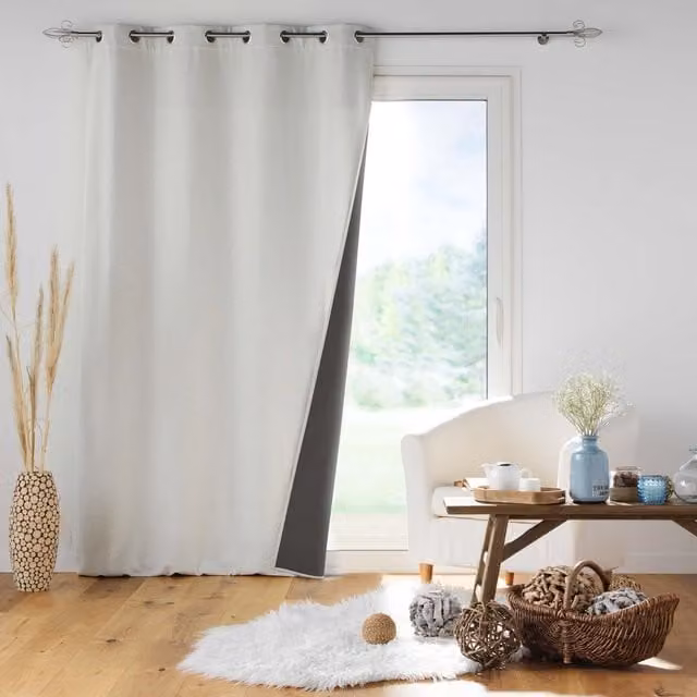 Cortina térmica con ojales Douceur d'Intérieur, An/Al: 140 x 260 cm, disponible en colores antracita, beige o blanco