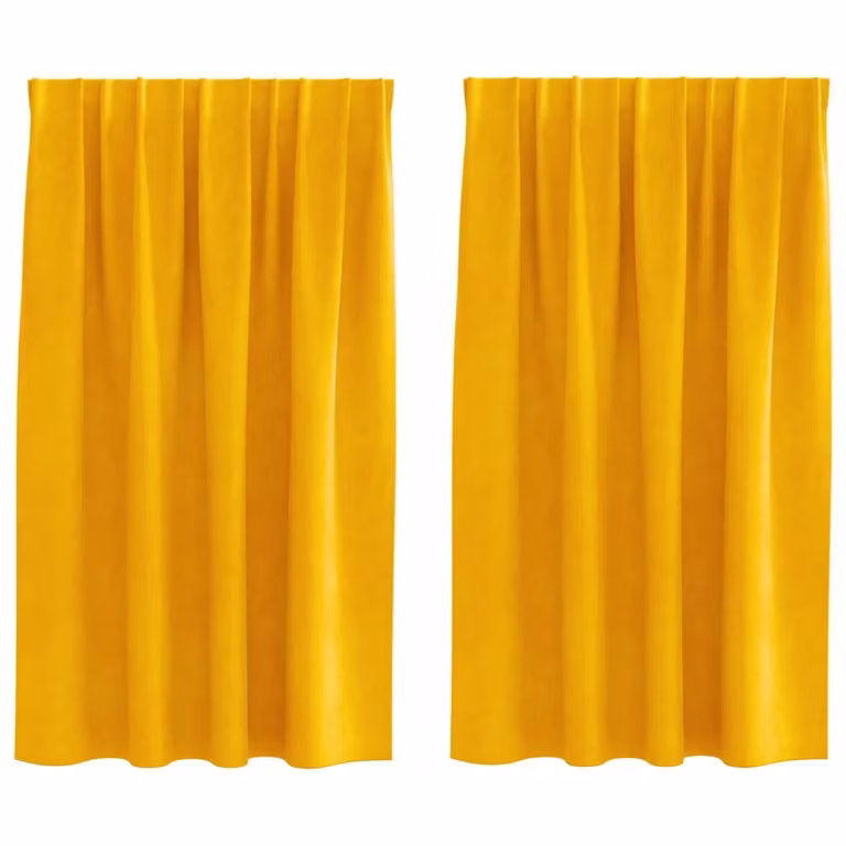 Set de 2 cortinas blackout de terciopelo vidaXL en color amarillo, An/Al: 140 x 140 cm