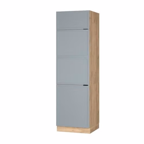 Armario para frigorífico empotrado Vicco Fame-Line en azul claro y gris con puertas de cierre suave