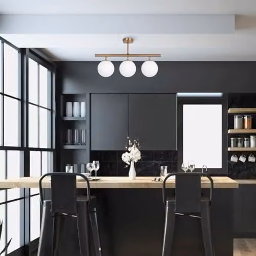 Lámpara de techo vintage Concept-Usine con 3 luces de cristal ámbar y metal en acabado oro o bronce para salón, comedor o dormitorio, compatible con bombillas E27