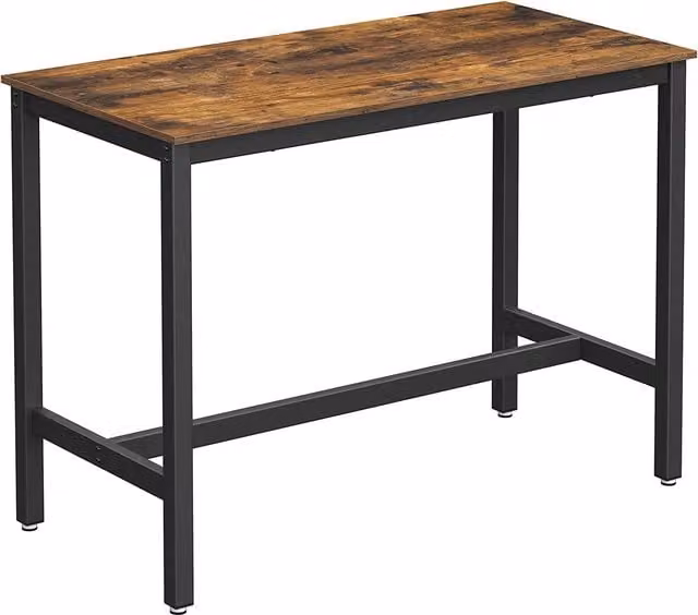 Mesa alta de bar VASAGLE de estilo industrial con acabado de madera marrón y estructura de metal, An/P/Al: 60 x 60 x 100 cm