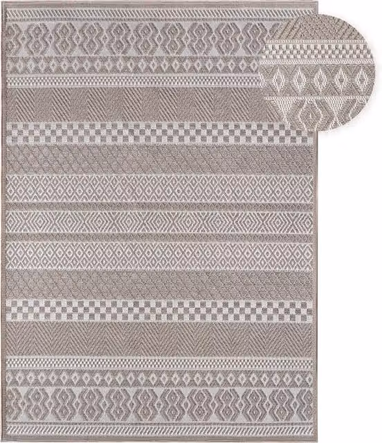 Alfombra Verona beige para interior y exterior con diseño geométrico boho y tejido plano, An/P: 300 x 400 cm