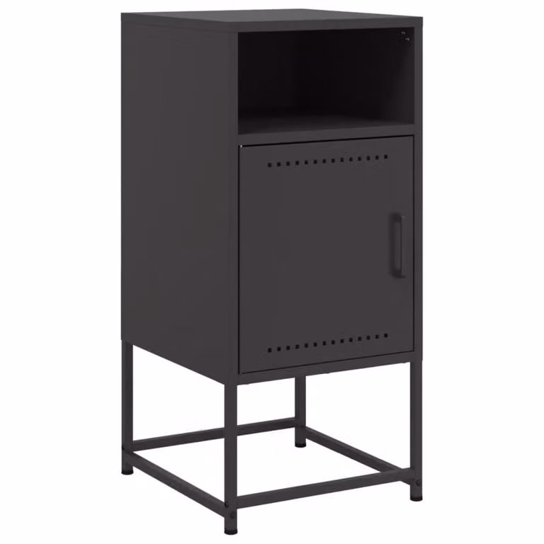 Mesita de noche de pared vidaXL en metal negro mate de estilo industrial
