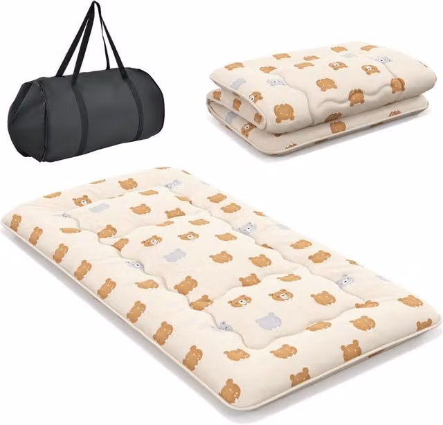 Colchón Futon Japonés NORTHIX de Microfibra con Funda Lavable y Enrollable, Color Marrón, An/P: 90 x 200 cm