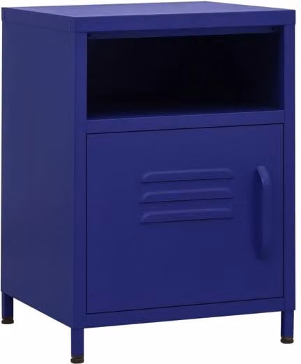Mesita de noche de acero vidaXL en azul marino mate An/P/Al: 35 x 35 x 51 cm