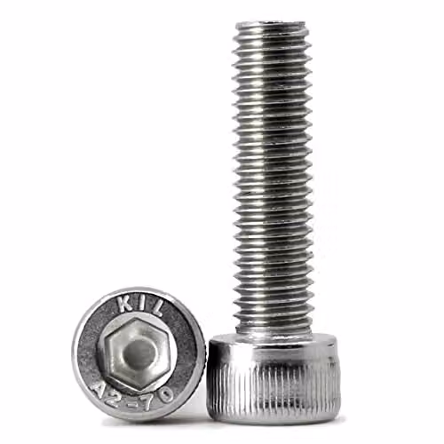 Pack de 15 tornillos de cabeza cilíndrica con hexágono interior KONGKI de acero inoxidable A2-70, color plata, M6 x 70 mm