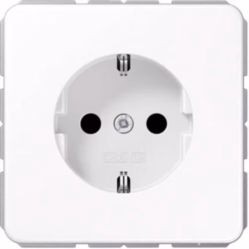 Enchufe Schuko Jung CD1520BFKIWW con protección para niños en color blanco alpino