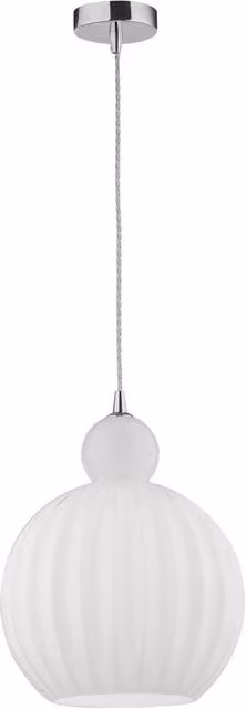 Lámpara de techo suspendida Merano Fayetteville Globe en aluminio cromo y cristal blanco con casquillo E27
