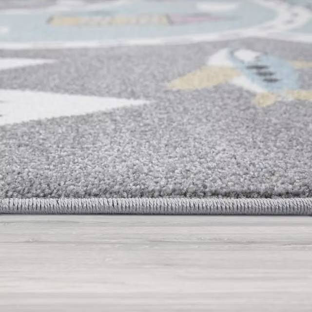 Alfombra infantil Caprise verde y multicolor de forma redonda con diámetro de 200 cm