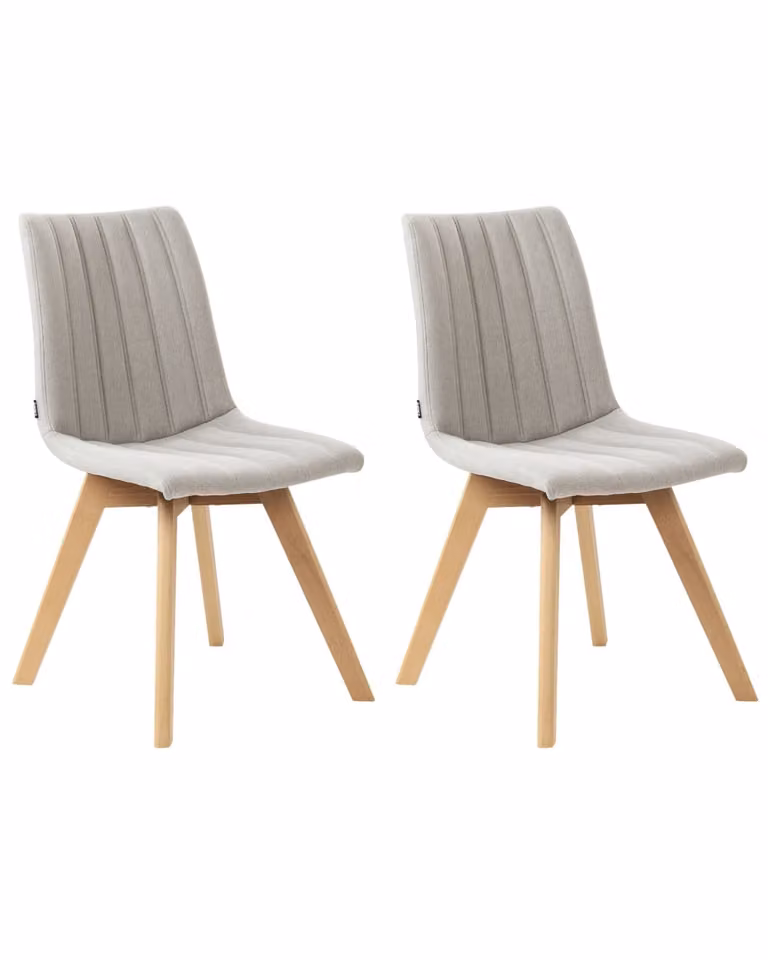 Conjunto de 2 sillas de comedor Beliani en estilo retro con tela gris y patas de madera de haya y metal