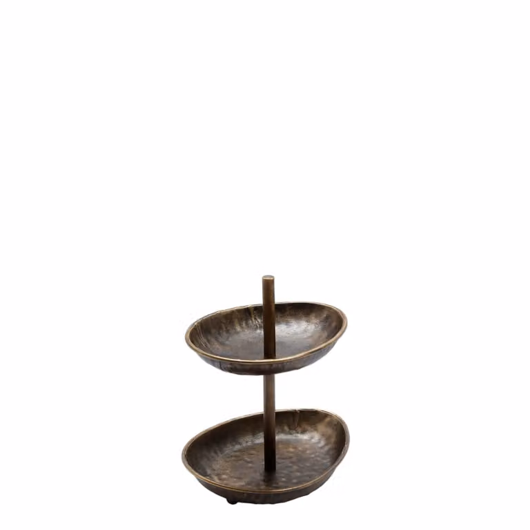 Frutero de varios niveles Sia Deco en color bronce y marrón con acabado redondo