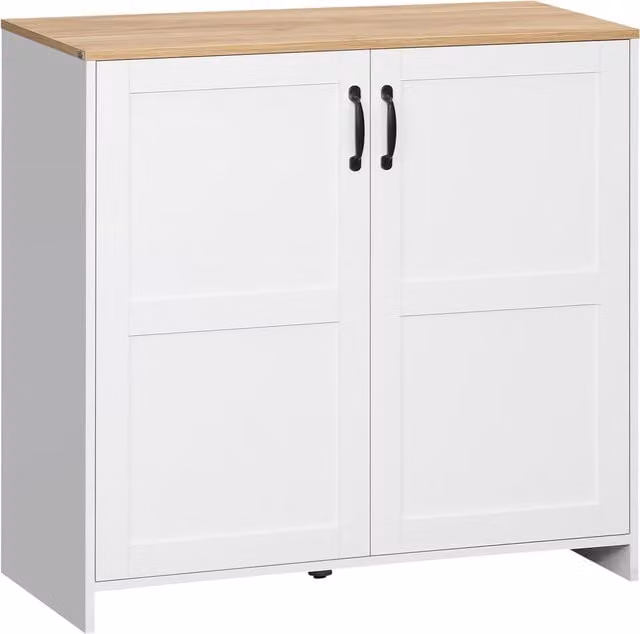 Mueble de almacenamiento buffet HOMCOM en color blanco para cocina o salón con 2 puertas y 2 estantes ajustables An/P/Al: 90 x 39,5 x 88 cm