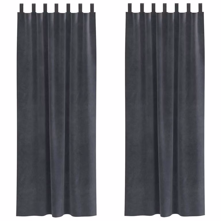 Set de 2 cortinas blackout de terciopelo vidaXL en gris, An/Al: 140 x 225 cm