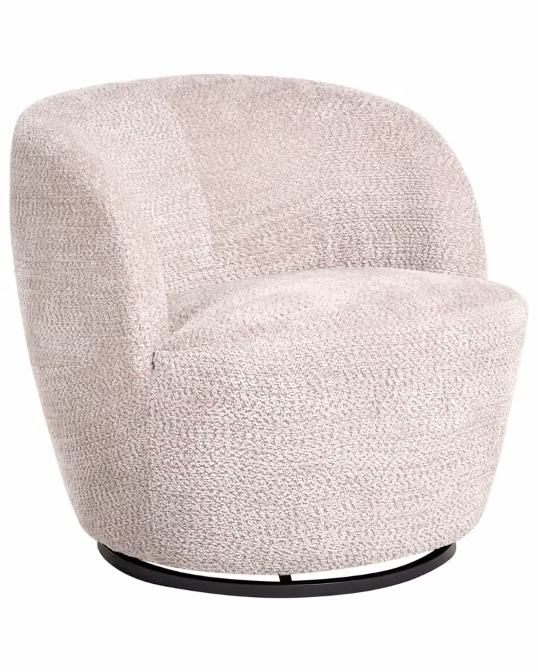 Sillón giratorio Beliani en chenilla beige con reposabrazos para salón u oficina