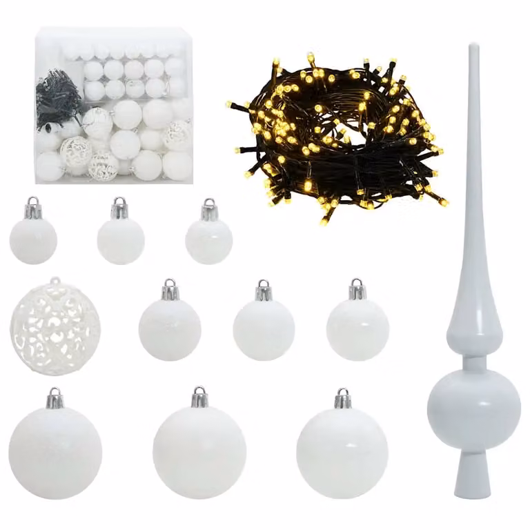 Juego de 120 esferas de Navidad LED vidaXL con 300 luces en color blanco cálido y acabado shatterproof