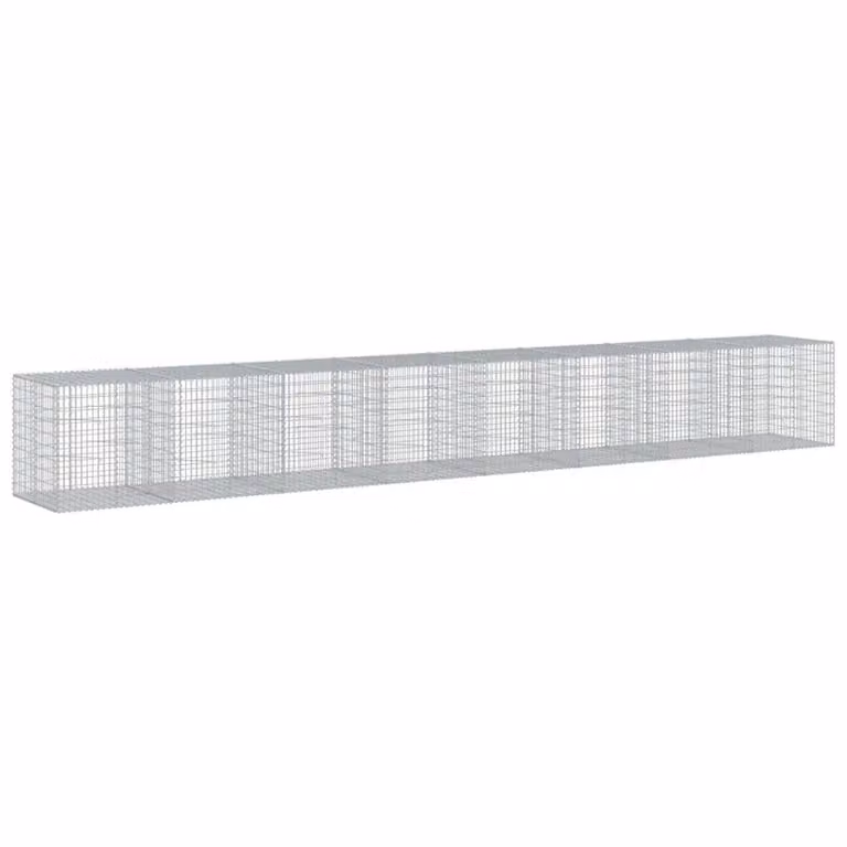 Cesta de gaviones con cubierta de hierro galvanizado color plata vidaXL An/P/Al: 800 x 100 x 100 cm