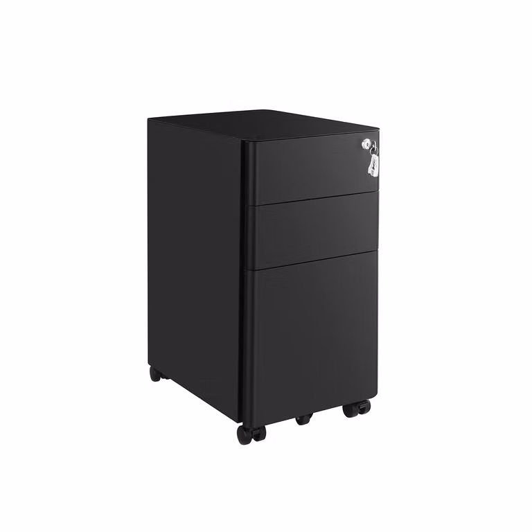 Archivador móvil SONGMICS de 3 cajones con cerradura y ruedas en color negro
