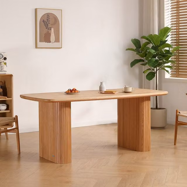 Mesa de comedor Home Deluxe ARENOS de roble aceitado en color natural, diseño moderno y rectangular, An/P: 180 x 90 cm