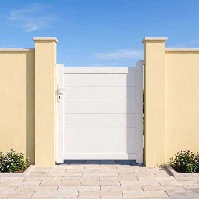 Puerta peatonal exterior de aluminio Casanoov Eiger en color blanco, An/P/Al: 100 x 100 x 115 cm