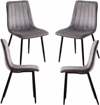 Pack de 4 sillas Liny tapizadas en terciopelo gris oscuro con estructura de metal de estilo escandinavo