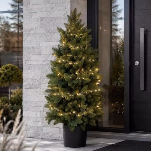 Árbol de Navidad artificial Mendler HWC-R29 de color verde y negro, altura: 85 cm